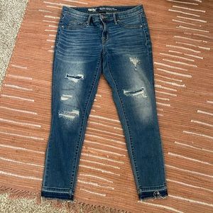 Cropped Distress Denim